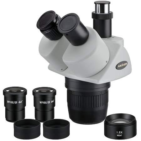 Amscope 20X-60X Super Widefield Stereo Trinocular Microscope Head SW24TY
